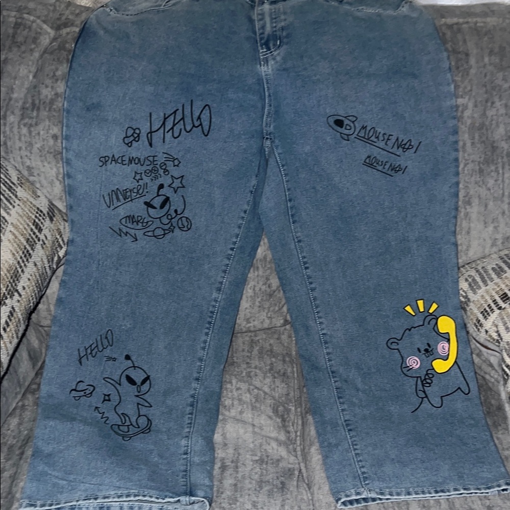 Women’s Blue Jeans with Fun Graphics
